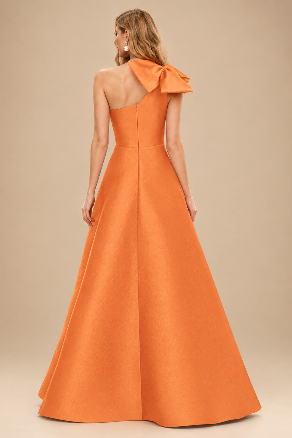 Rutipo Orange A-Line One-Shoulder Satin Mother Of The Bride Dresses With Bow(s)/Pockets