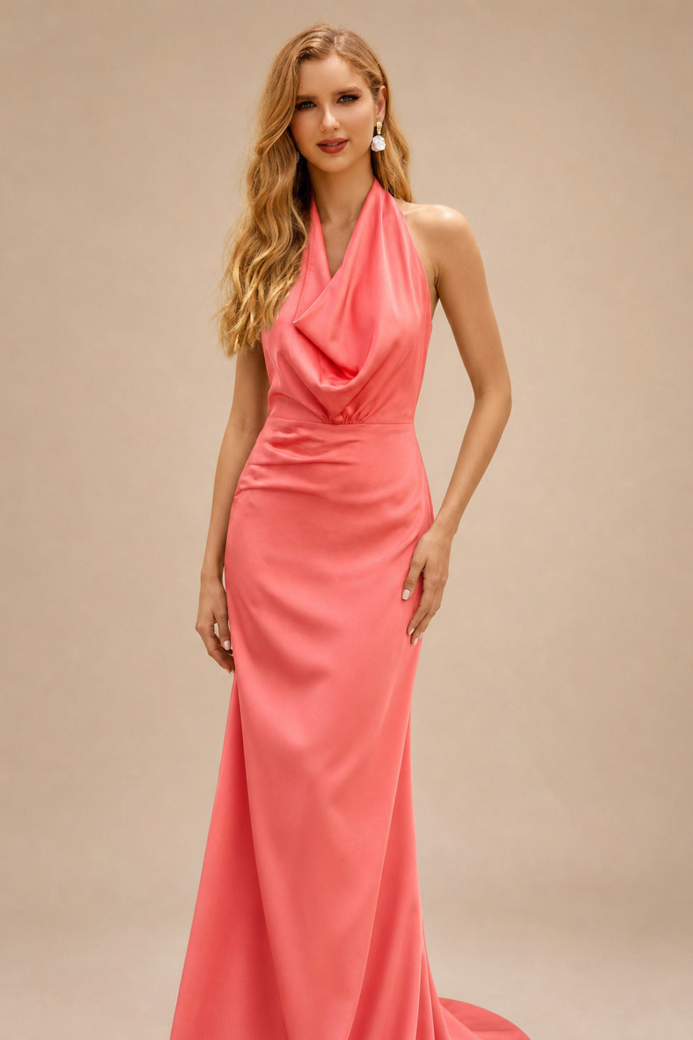 Rutipo Watermelon Modern Halter Sleeveless Ankle-Length Mother Of The Bride Dresses