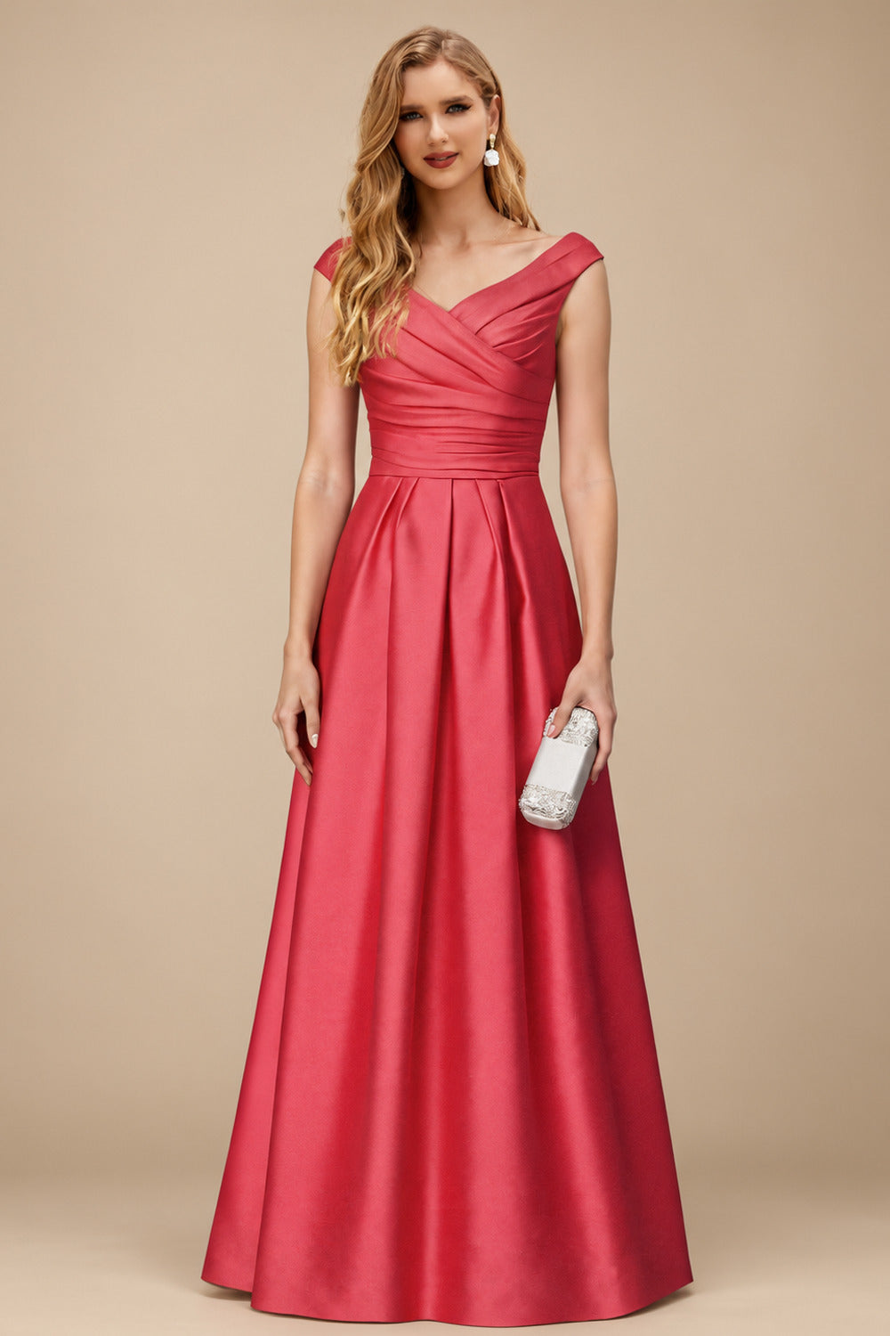 Rutipo As Picture A-Line Satin Pockets Mother Of The Bride Dresses With Cap Shoulder
