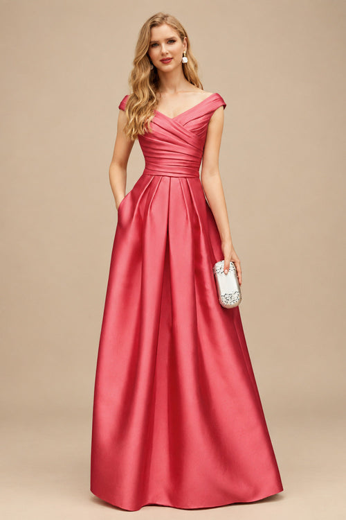 Rutipo As Picture A-Line Satin Pockets Mother Of The Bride Dresses With Cap Shoulder