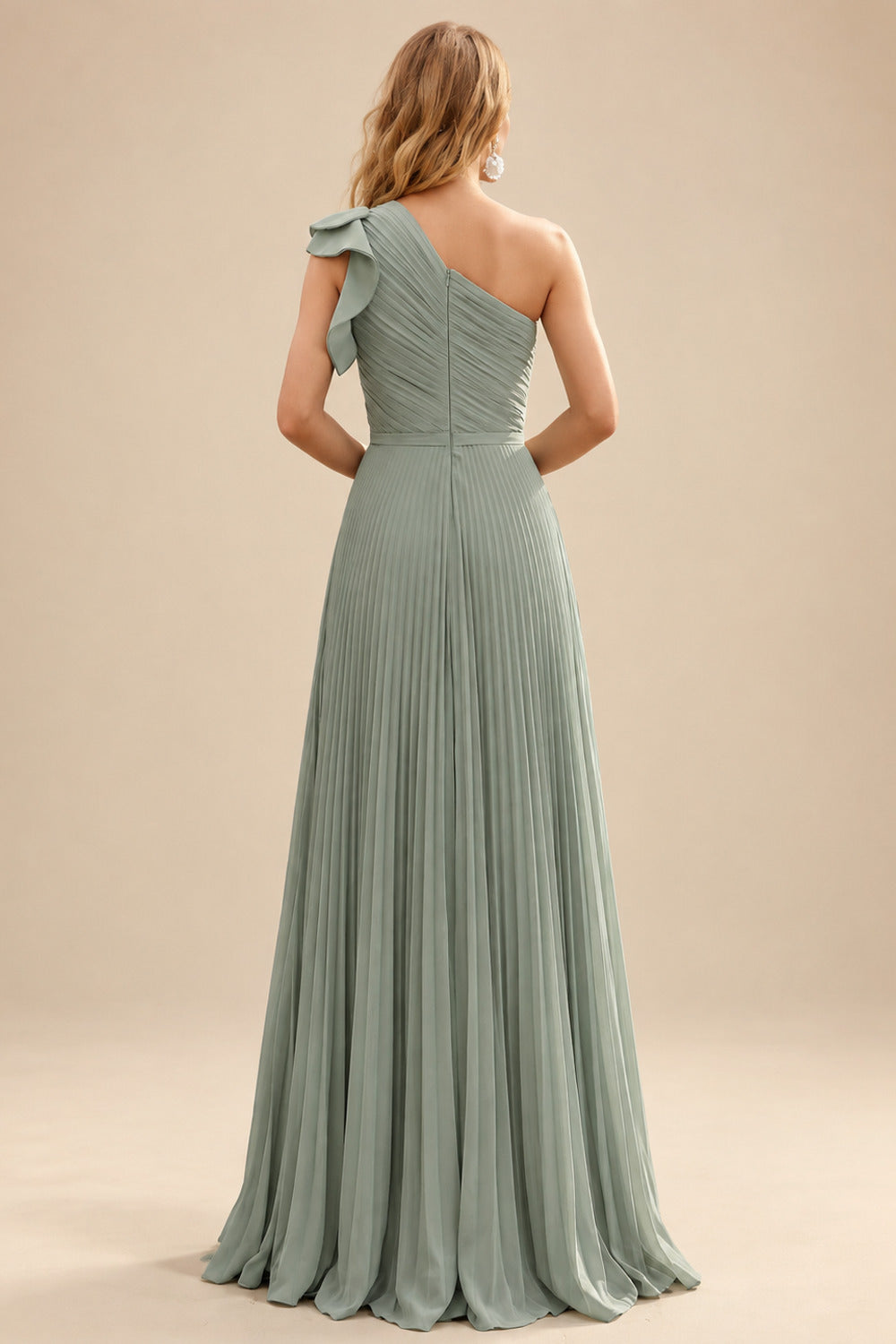 Rutipo As Picture Elegant Pleated One-Shoulder Sleeveless Floor-Length Mother Of The Bride Dresses With Pleated