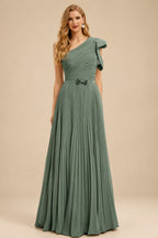 Rutipo As Picture Elegant Pleated One-Shoulder Sleeveless Floor-Length Mother Of The Bride Dresses With Pleated