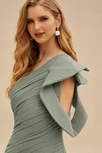 Rutipo As Picture Elegant Pleated One-Shoulder Sleeveless Floor-Length Mother Of The Bride Dresses With Pleated