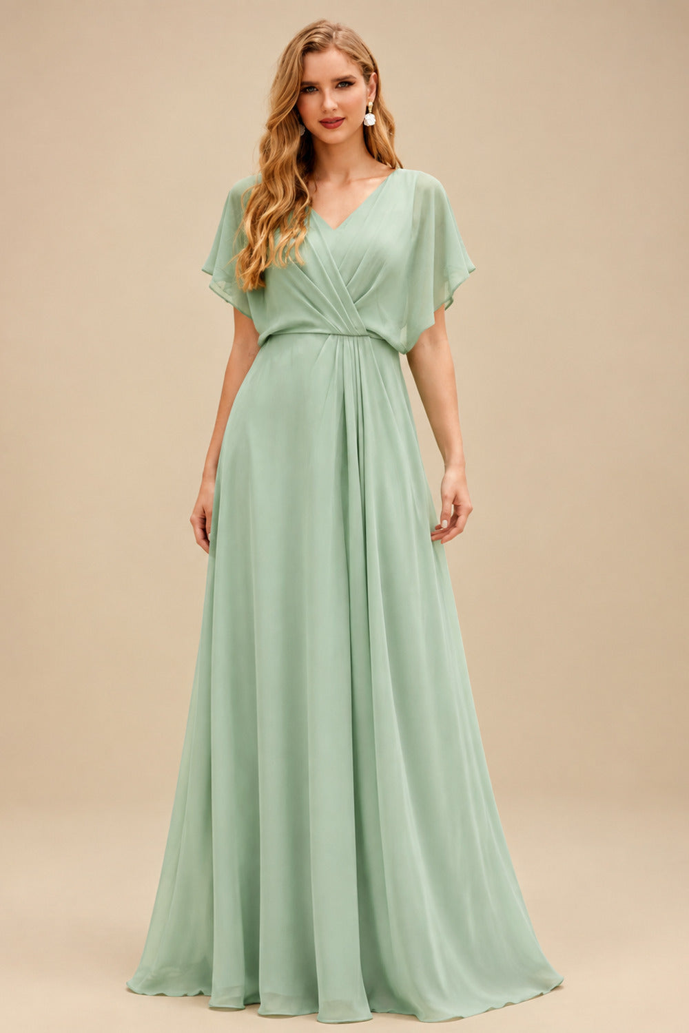 Rutipo Celadon A-Line V-Neck 3/4 Sleeves Tulle Mother Of The Bride Dresses With Appliques Lace