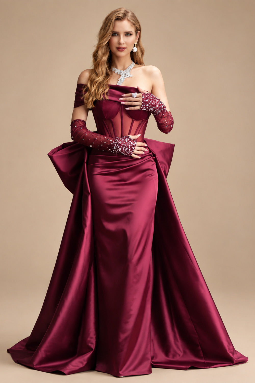 Rutipo As Picture Sparkly Beading Sheath/Column Slit Prom Dresses