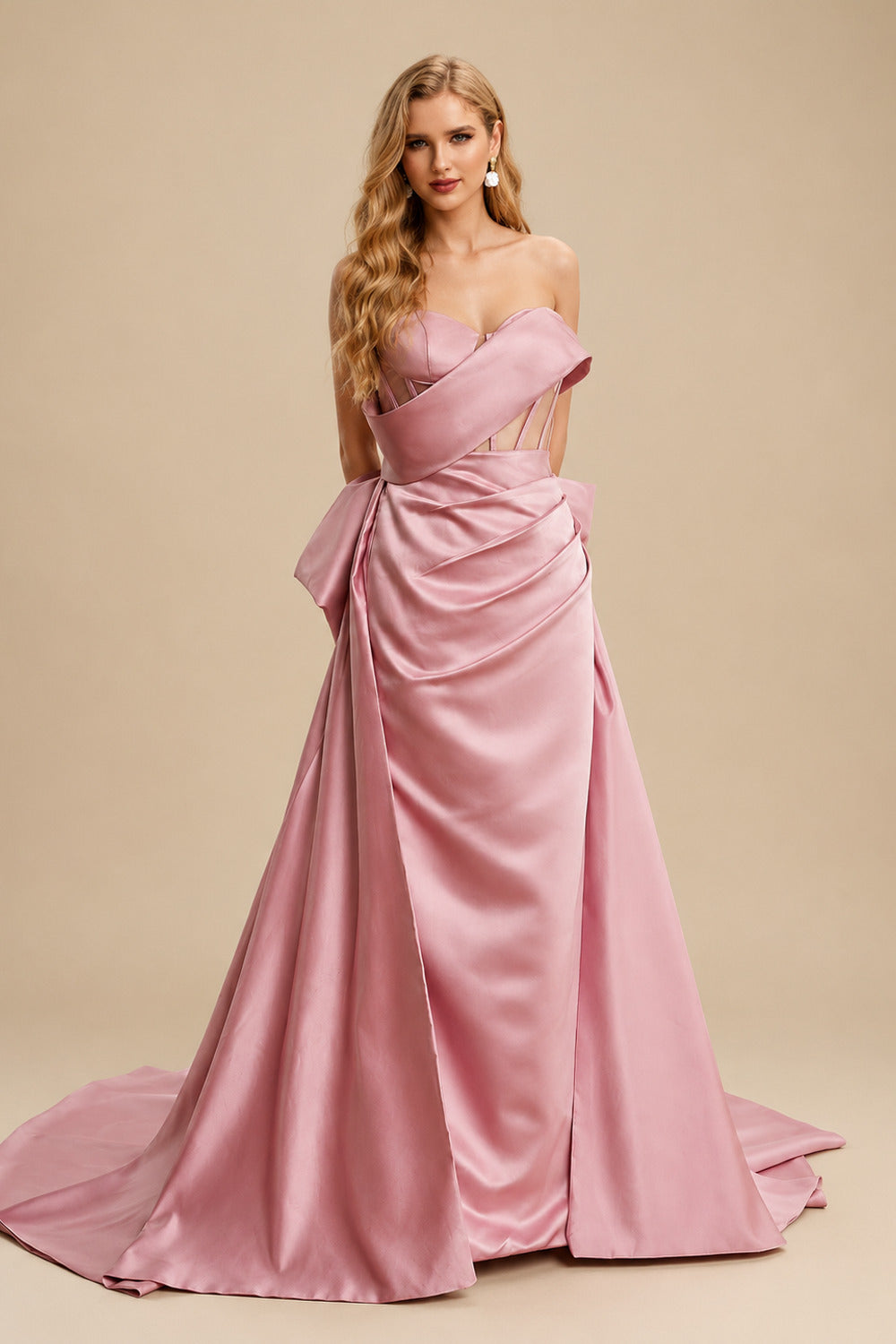 Rutipo Dusty Rose Sparkly Beading Sheath/Column Slit Prom Dresses