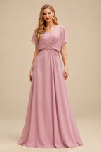 Rutipo Dusty Rose Sparkly Beading Sheath/Column Slit Prom Dresses