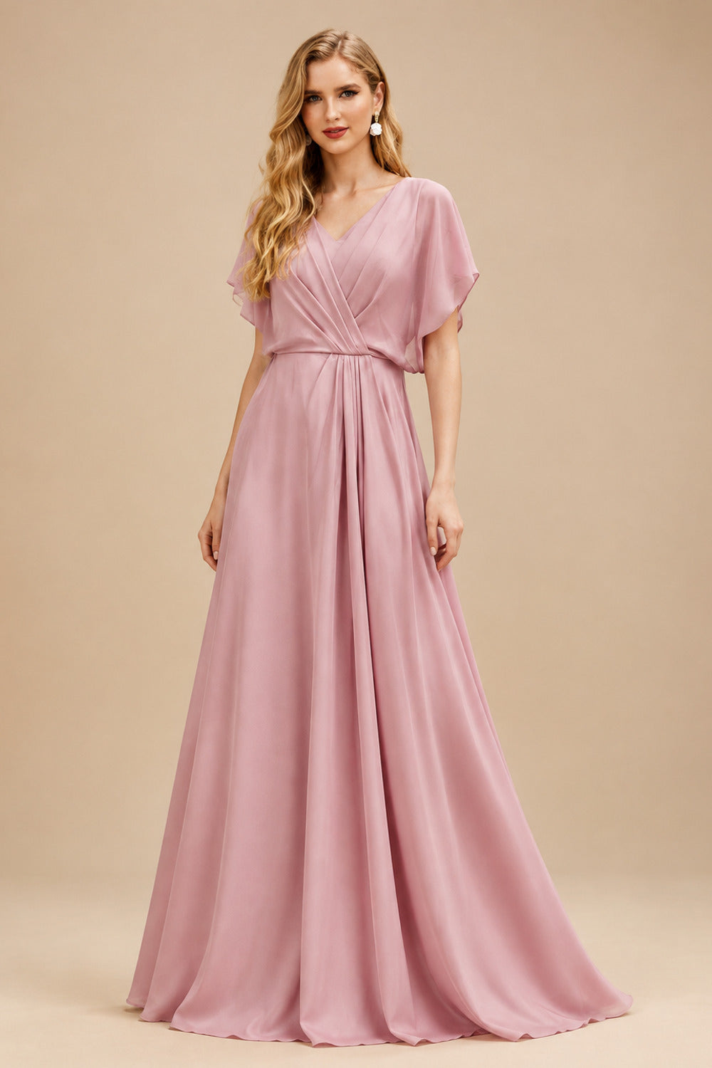 Rutipo Dusty Rose Sparkly Beading Sheath/Column Slit Prom Dresses