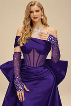 Rutipo Regency Sparkly Beading Sheath/Column Slit Prom Dresses