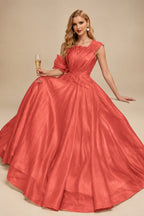 Rutipo Papaya A-Line Asymmetrical Sleeveless Floor-Length Organza/Satin Prom Dresses