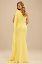 Rutipo As Picture Unique Riched One-Shoulder Chiffon Prom Dresses With Shoulder Side Drape