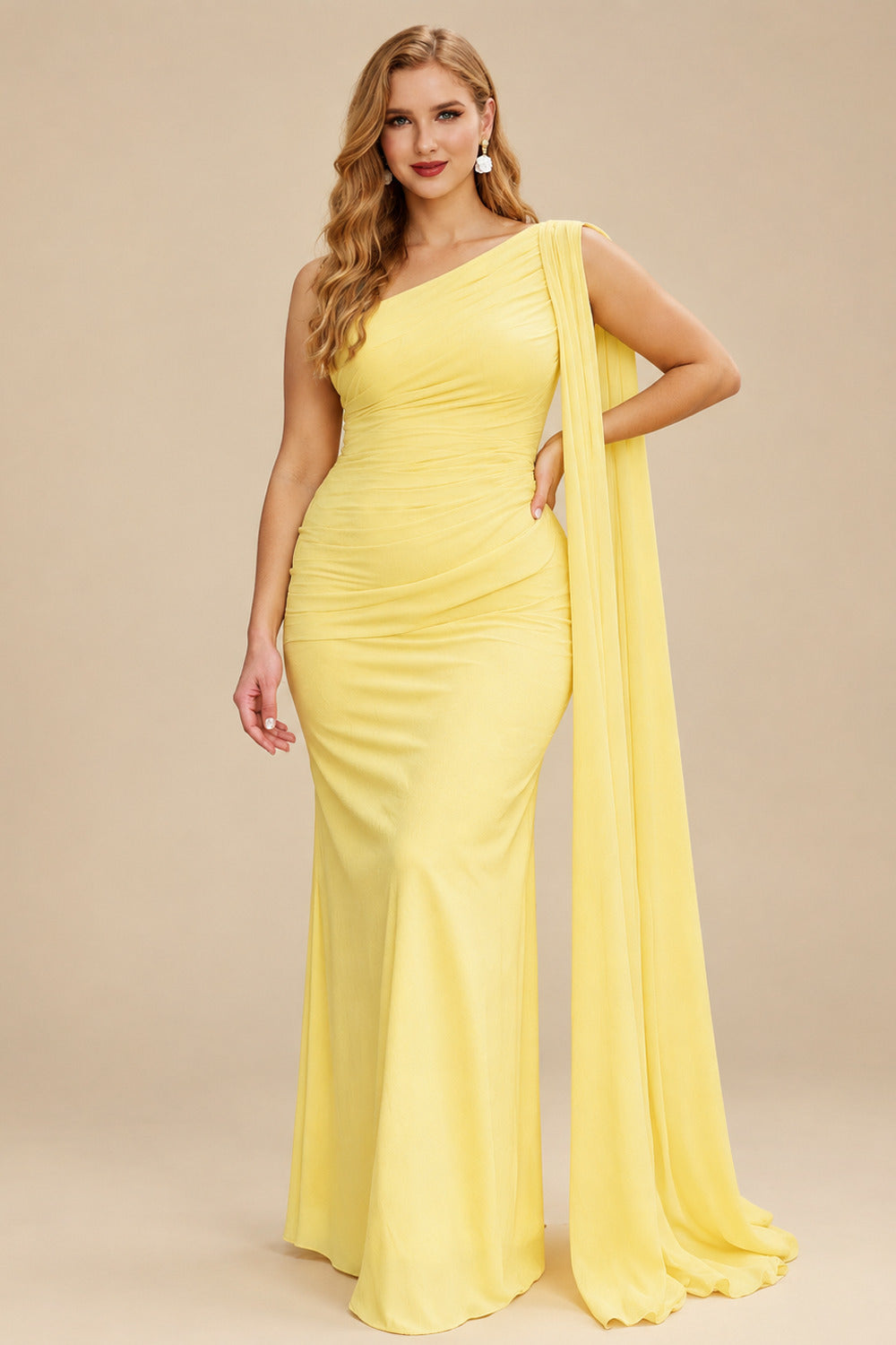 Rutipo As Picture Unique Riched One-Shoulder Chiffon Prom Dresses With Shoulder Side Drape