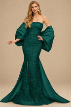Rutipo Emerald Trumpet/Mermaid Off-The-Shoulder Sequined Prom Dresses With Split Front