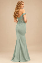 Rutipo Celadon Trumpet/Mermaid Silk Like Satin Prom Dresses With Lace/High Split