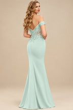 Rutipo Sage Green Trumpet/Mermaid Silk Like Satin Prom Dresses With Lace/High Split