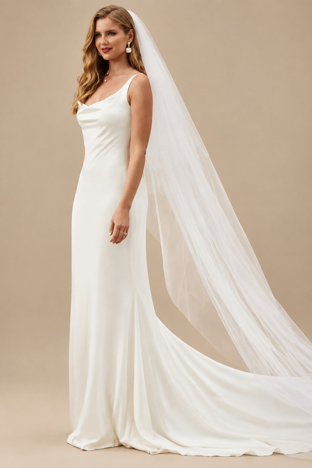 Rutipo Ivory Sexy Spaghetti Straps Cowl Back Wedding Dress With Buttons Down The Back