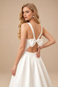 Rutipo Ivory Ball-Gown V-Neck Stretch Crepe Ruffles Sleeveless Sweep Train Wedding Dresses