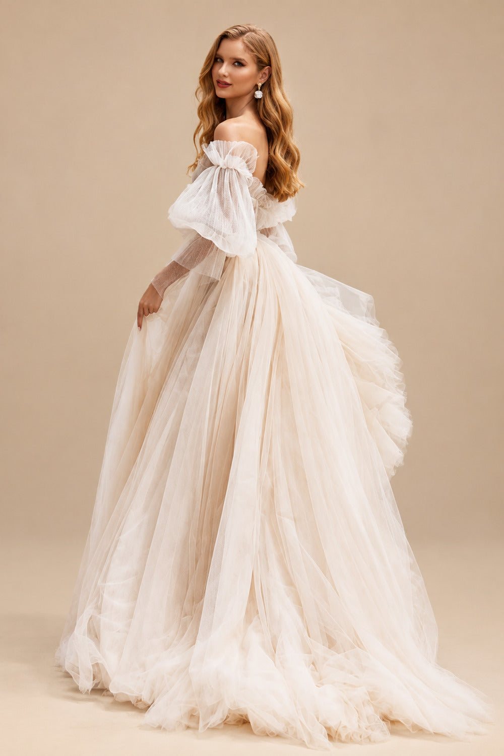 Rutipo As Picture A-Line Sweetheart Sweep Train Tulle Wedding Dress With Split Front