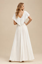 Rutipo Ivory Scoop Neck Floor-Length Wedding Jumpsuit With Sequin