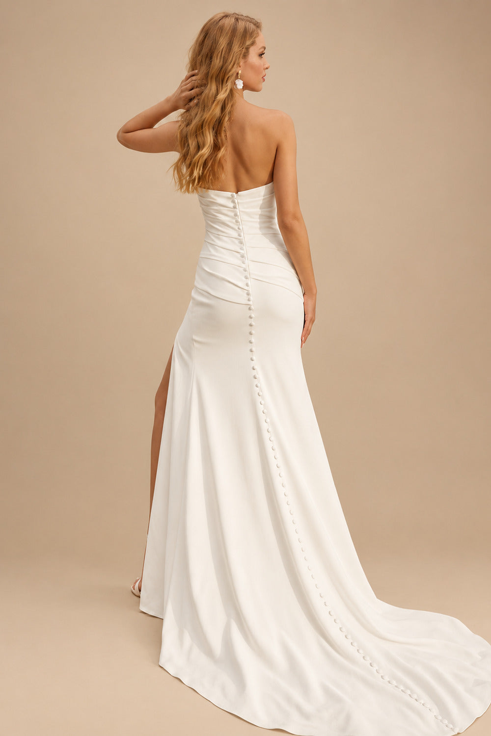 Rutipo Ivory Sex Strapless Mermaid Wedding Dresses With Sweep Train
