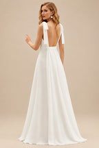Rutipo Ivory Boho Open Back A-line Wedding Dresses With Bows