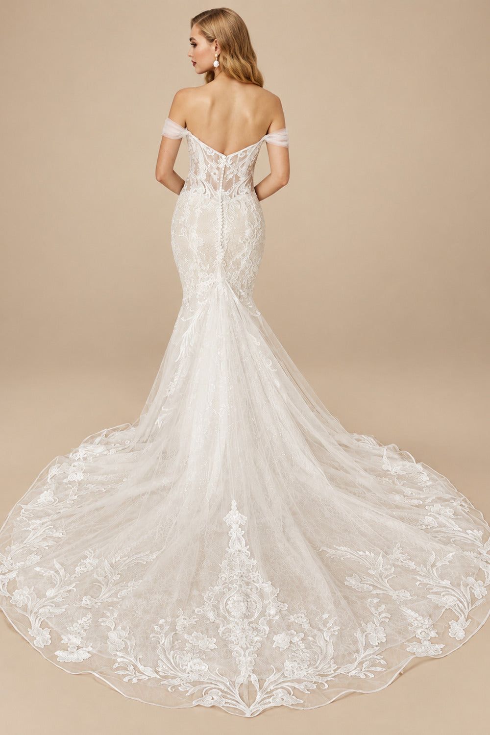 Rutipo As Picture Mermaid Off The Shoulder Lace Wedding Dress