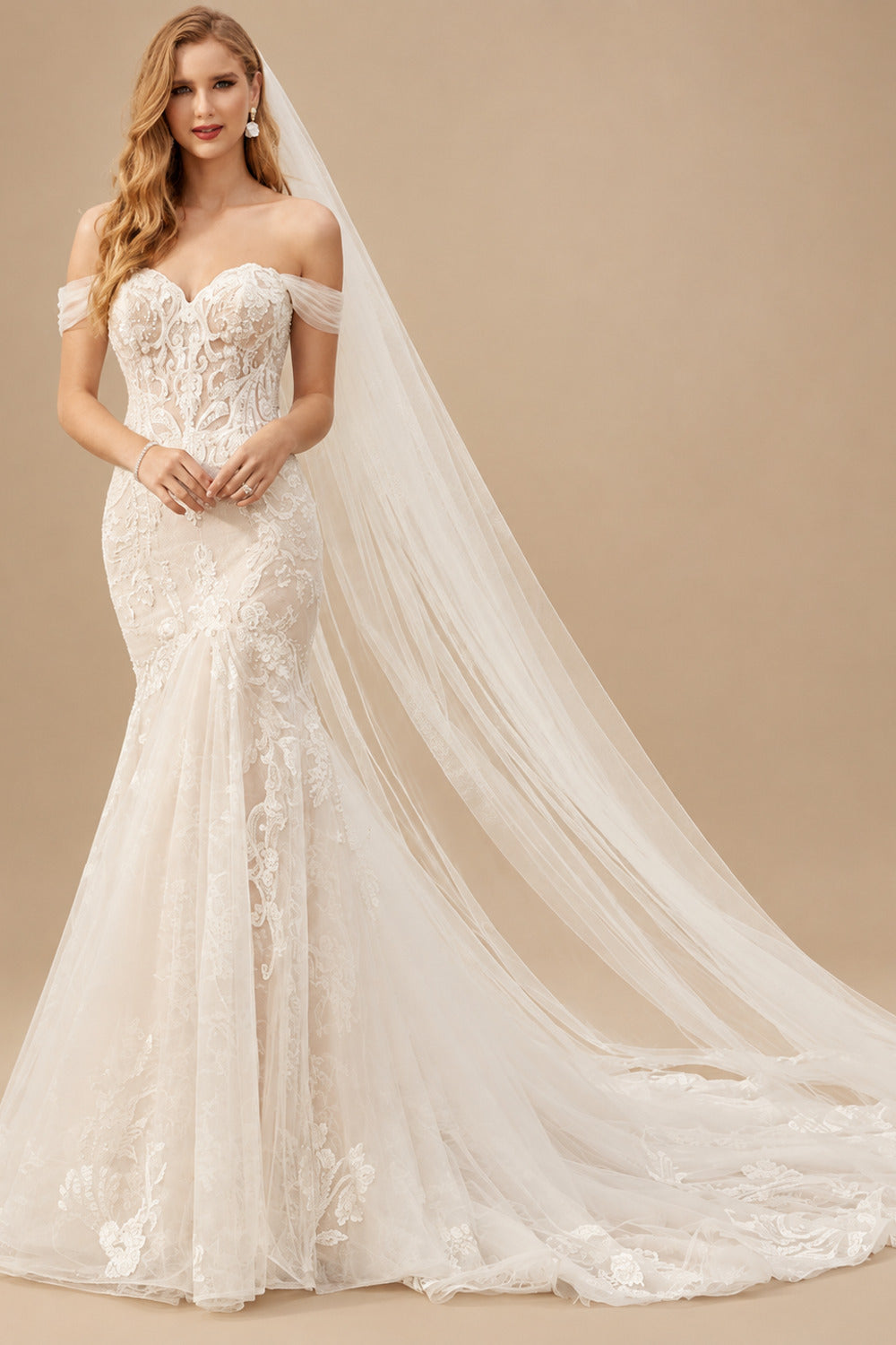 Rutipo As Picture Mermaid Off The Shoulder Lace Wedding Dress