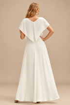 Rutipo Ivory Sheath/Column Sequined Long Sleeves Scoop Neck Wedding Dress