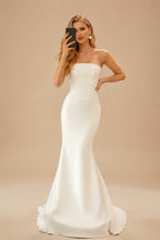 Rutipo Ivory Corset Strapless Mermaid Wedding Dresses