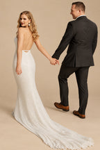 Rutipo Ivory Sexy Sparkly Backless Mermaid Wedding Dresses