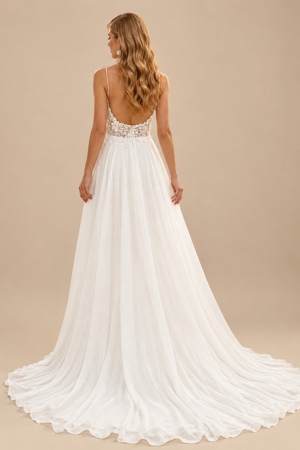 Rutipo Ivory Ball-Gown Scoop Neck Little White Chiffon Wedding Dresses With Appliques Lace