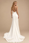 Rutipo Ivory Sexy Boho Backless V-Neck Wedding Dresses With Silk Like Satin