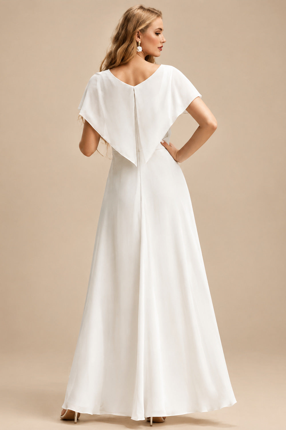 Rutipo Ivory Mermaid V-Neck Sleeveless Sweep Train Elastic Satin Wedding Dresses