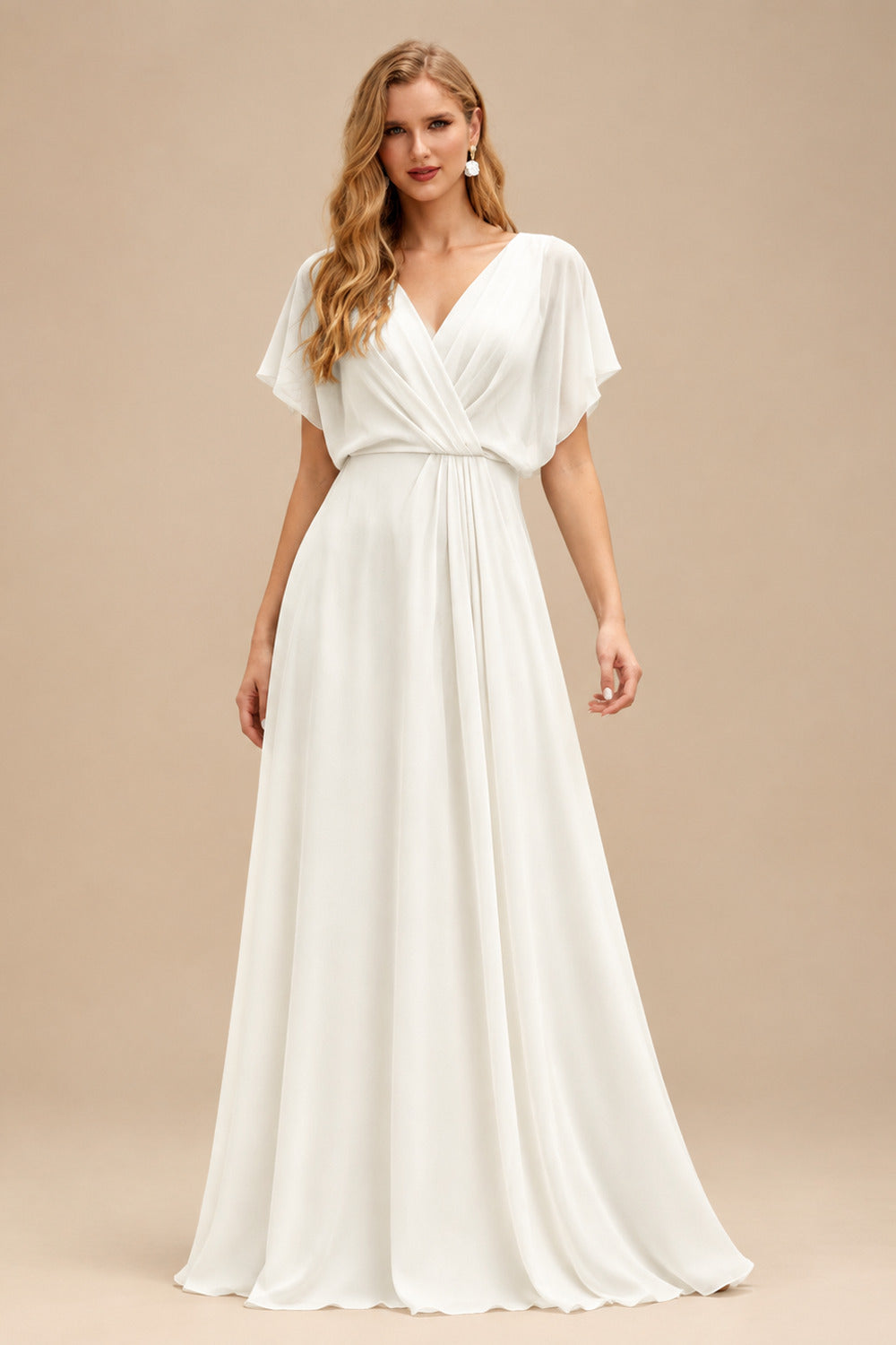 Rutipo Ivory Simple Off-The-Shoulder Sheath/Column Slit Wedding Dresses With Elastic Satin