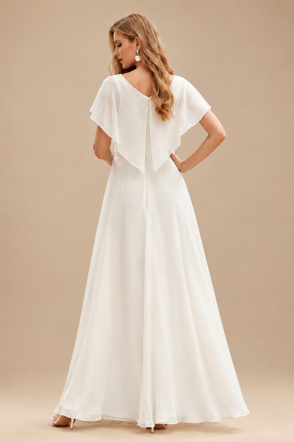 Rutipo Ivory Boho Lace Long Sleeves Princess Wedding Dresses