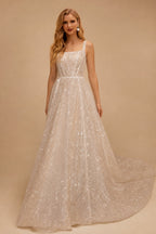 Rutipo As Picture Sparkly Sequined A-Line Square Neckline Wedding Dresses