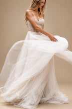 Rutipo As Picture Strapless  Tulle A-Line Boho Wedding Dresses