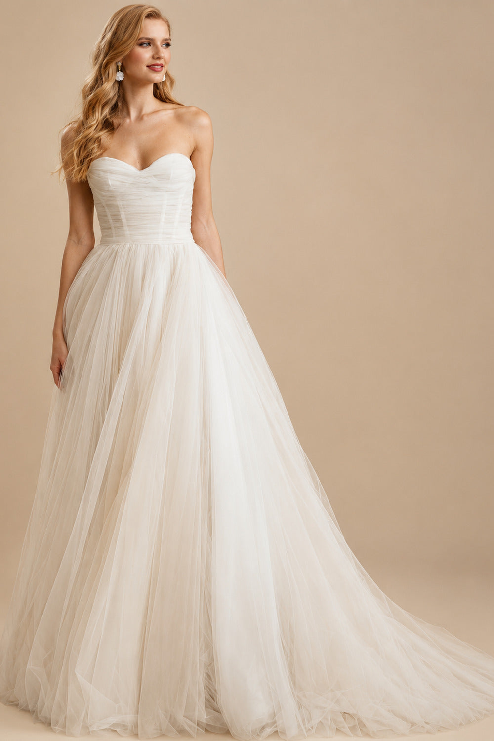 Rutipo As Picture Strapless  Tulle A-Line Boho Wedding Dresses