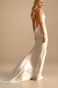 Rutipo As Picture Simple Beach Open Back Silk Like Satin Wedding Dresses
