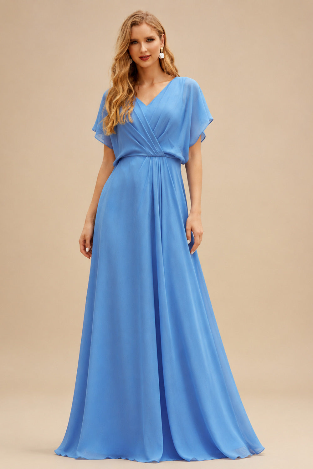Rutipo As Picture Beach Open Back V-Neck Long Sleeves Wedding Dresses