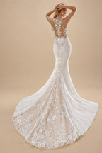 Rutipo As Picture Luxury Trumpet/Mermaid V-Neck Lace/Elastic Satin Wedding Dresses