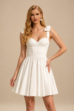 Rutipo Ivory Sweet A-Line Sweetheart Sleeveless Short/Mini Satin Wedding Dresses