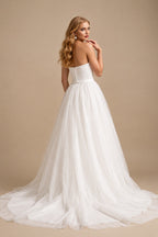 Rutipo Ivory Jumpsuit/Pantsuit Strapless Sleeveless Sweep Train Wedding Dresses