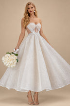 Rutipo As Picture A-Line Sweetheart Sleeveless Sequined Wedding Dresses With Bow(s)