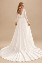 Rutipo Ivory Boho Lace Square Neckline A-Line Wedding Dresses