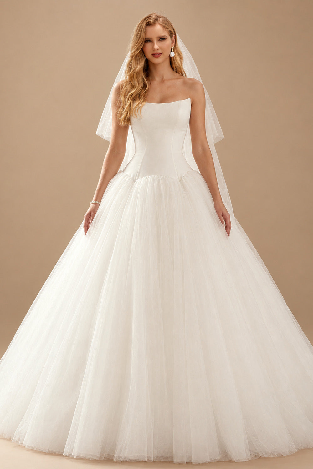Rutipo Ivory Strapless Ball-Gown Simple Vintage Wedding Dresses