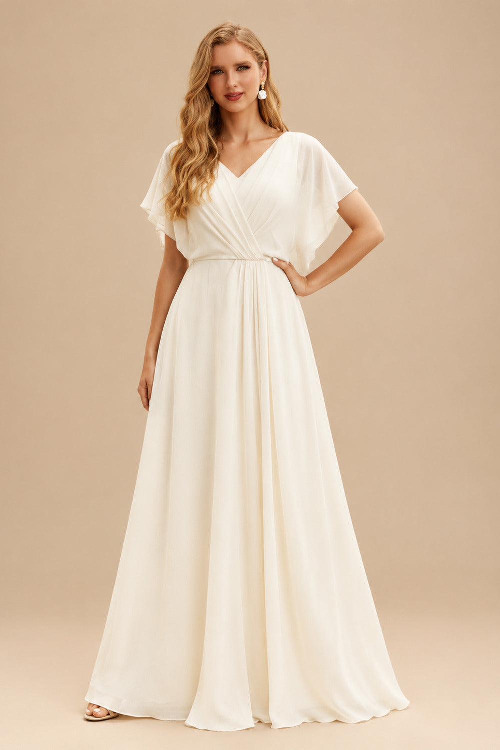 Rutipo Ivory Ball-Gown V-Neck Sleeveless Sweep Train Lace/Tulle Wedding Dresses