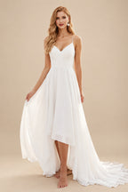 Rutipo Ivory Free-Spirited A-Line V-Neck Spaghetti Straps Chiffon Wedding Dresses