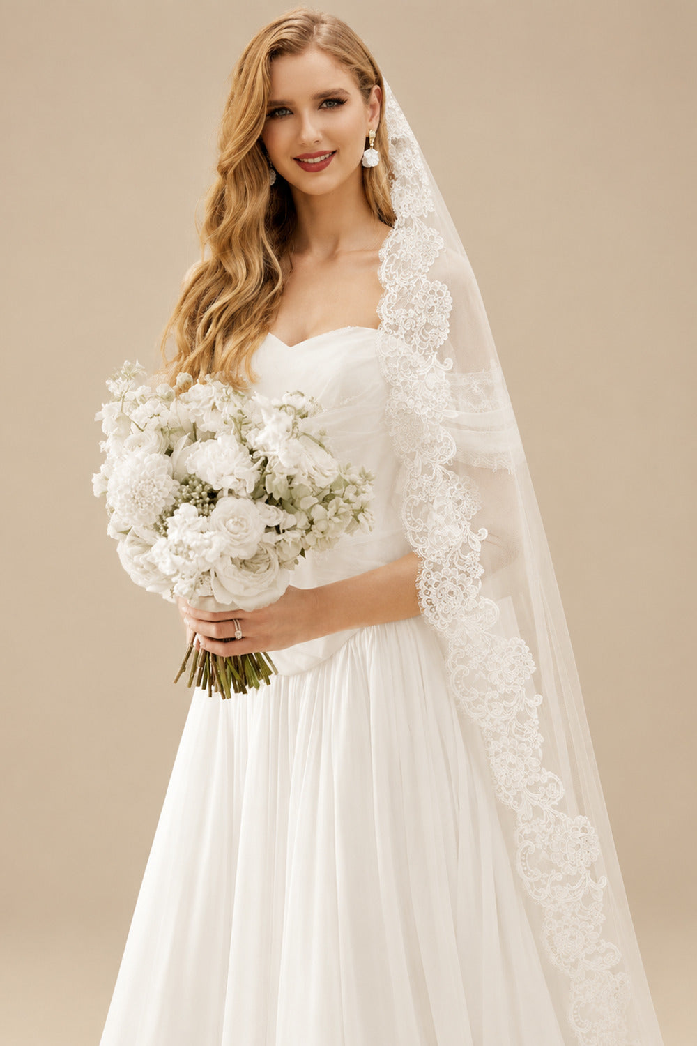 Rutipo Ivory Elegant Off-The-Shoulder Sleeveless A-Line Sweep Train Tulle Wedding Dresses With Lace