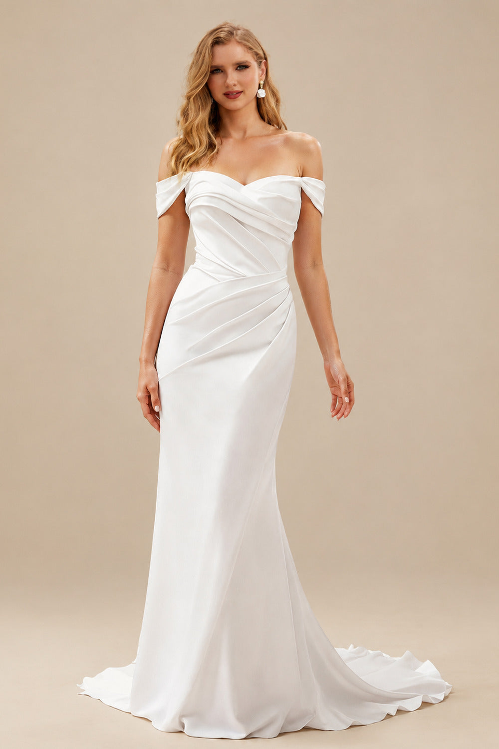 Rutipo White Trumpet/Mermaid Sweetheart Sleeveless Sweep Train Detachable Straps Wedding Dresses